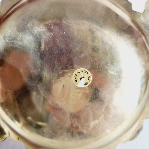 Brass Bells Hand String Plate Lot Vtg Made in India Etched MCM Decor Purple - Picture 10 of 16